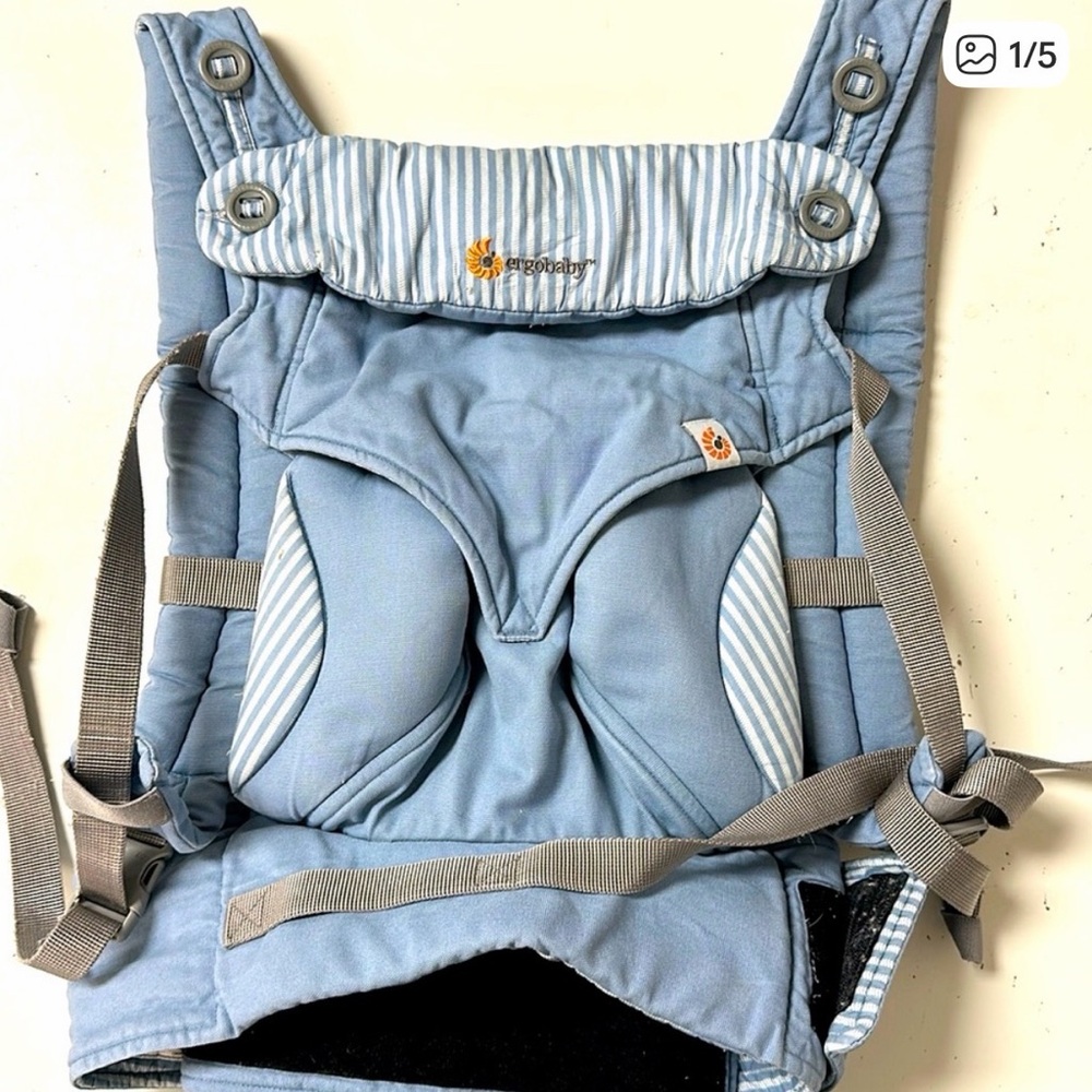 Ergobaby Carrier in Light Blue with Striped Details